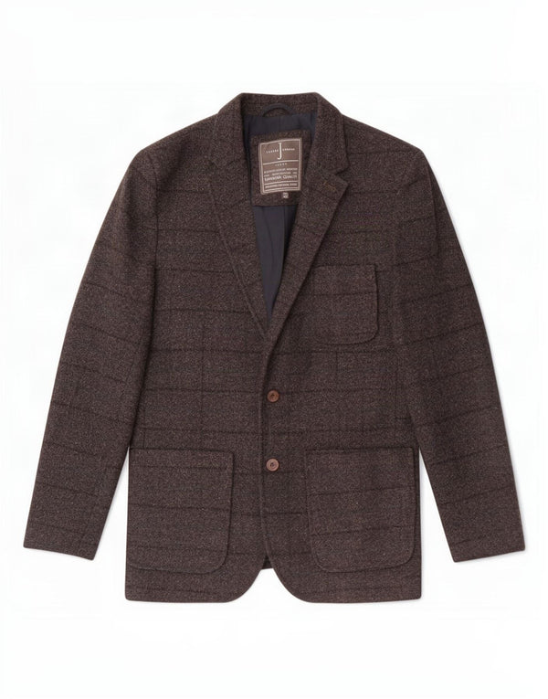 Jaqueta blazer masculina Jasper Conran com 2 botões Reino Unido 40 grande lã xadrez cinza