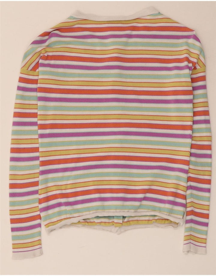 Suéter Lacoste Feminino Crop Cardigan Tamanho 36 Pequeno Listrado Multicolorido