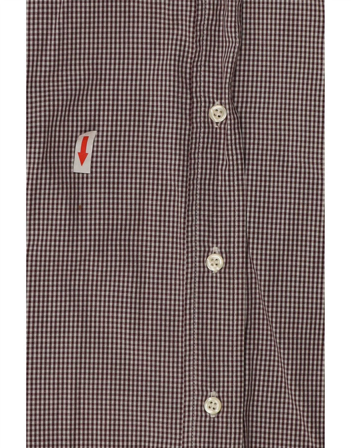 Camisa feminina Benetton UK 16 grande marrom guingão