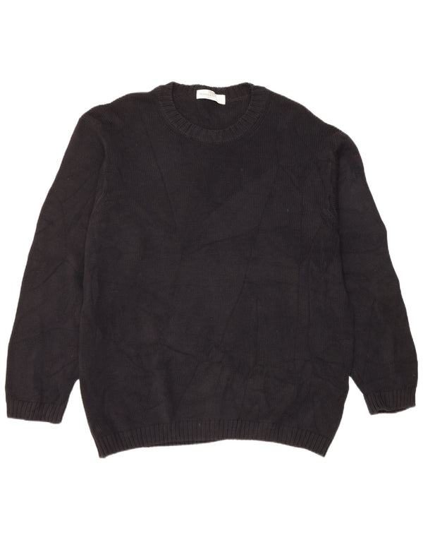 Suéter masculino Marks & Spencer com gola redonda, grande algodão preto