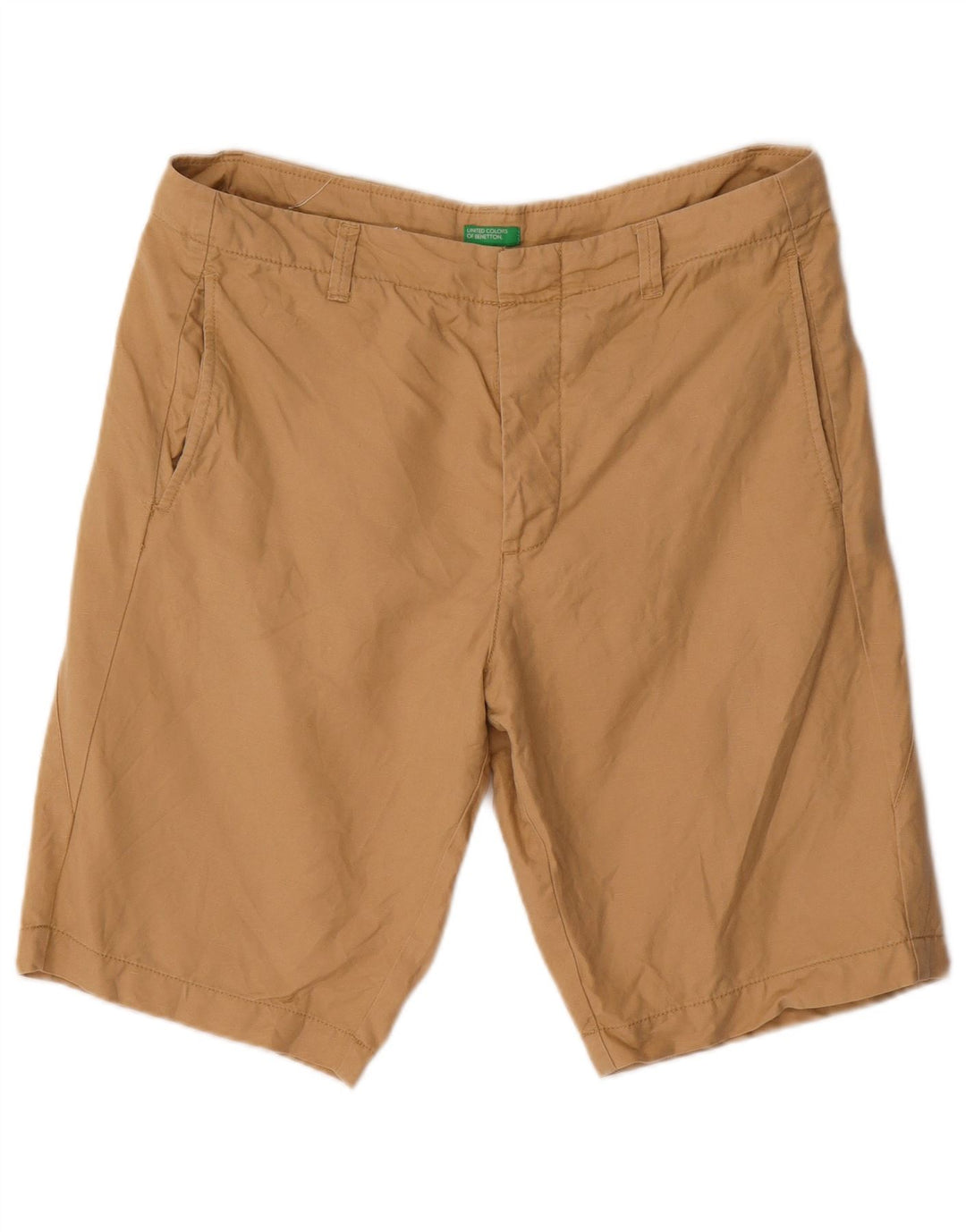 Benetton Mens Chino Shorts IT 48 Médio W34 Algodão Bege