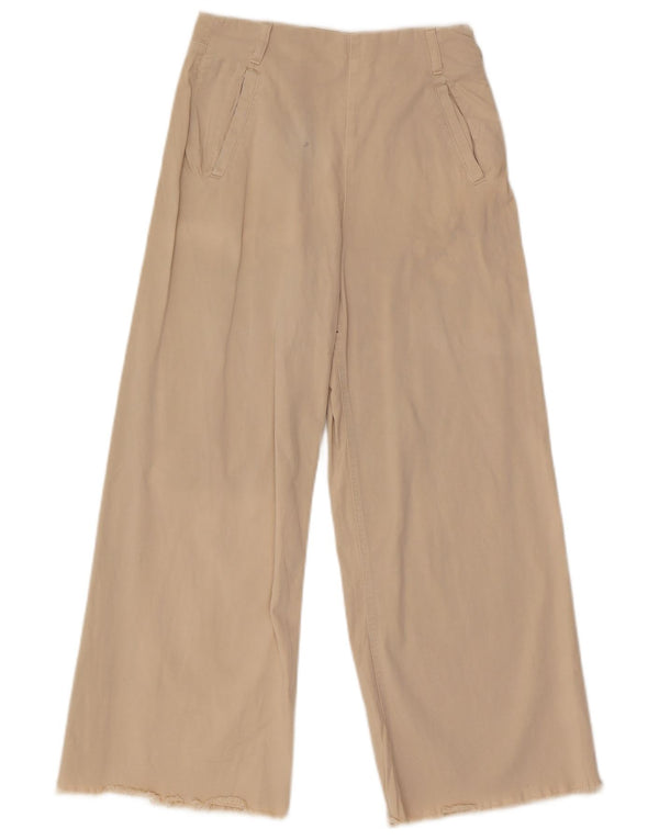 Zara Calça Chino Feminina de Perna Larga UE 36 XS W26 L26 Bege