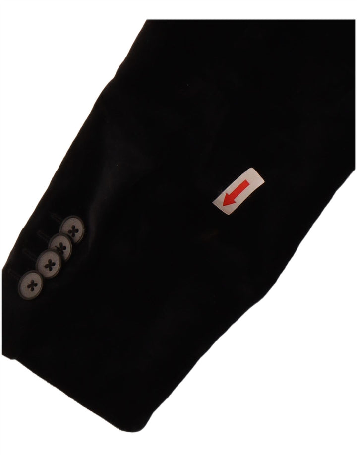 Jaqueta blazer masculina Zara com 2 botões de veludo UE 46 pequeno algodão preto