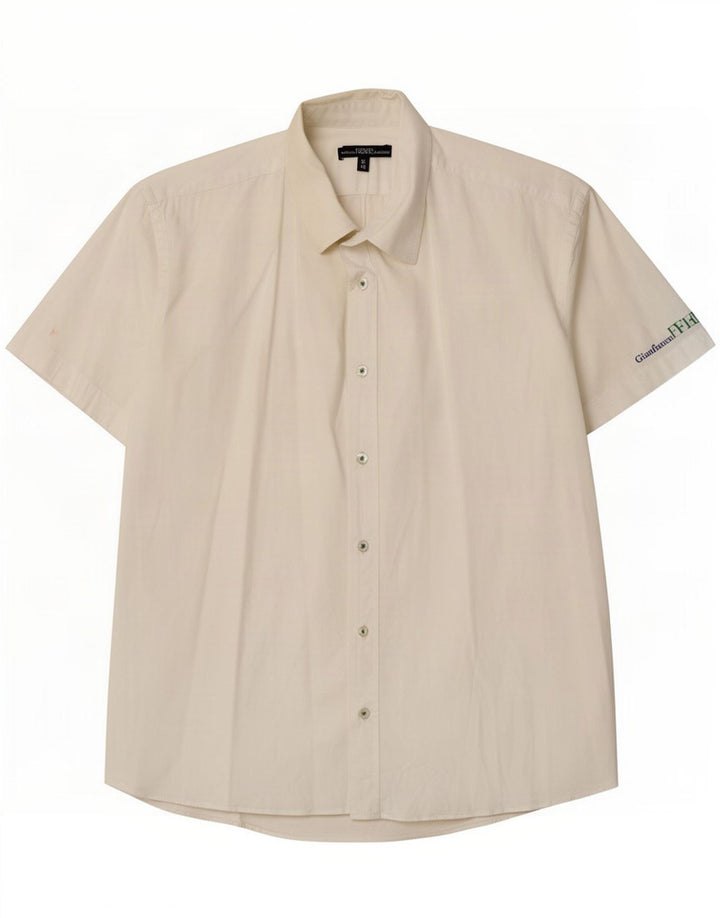 Camisa masculina de manga curta Gianfranco Ferre IT 48 algodão branco médio