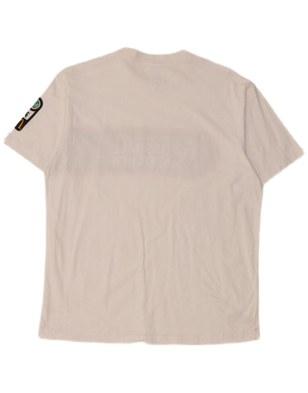 Adidas Mens Graphic T-Shirt Top Grande Branco Colorblock Algodão
