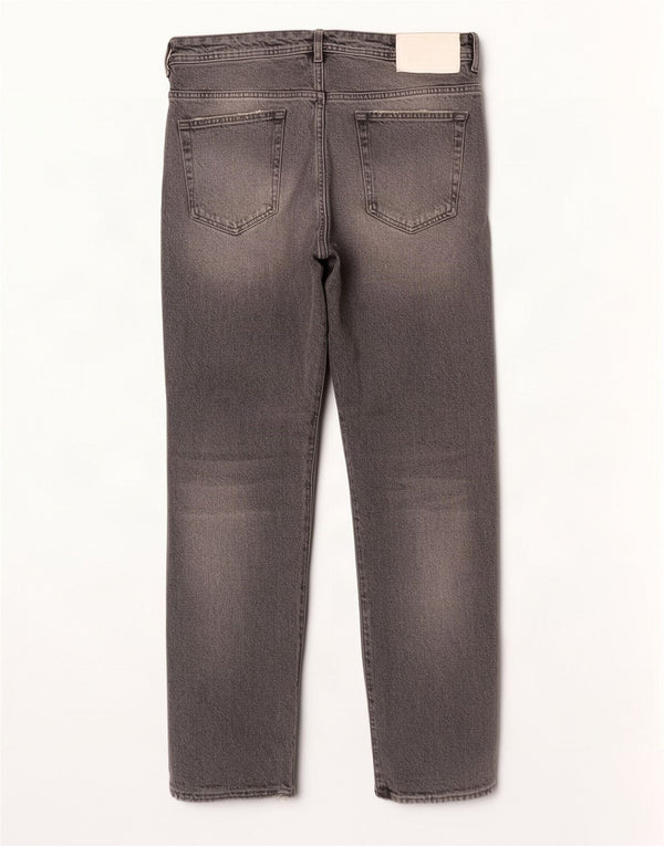 Zara Calça jeans reta masculina desgastada UE 44 grande W34 L29 algodão cinza