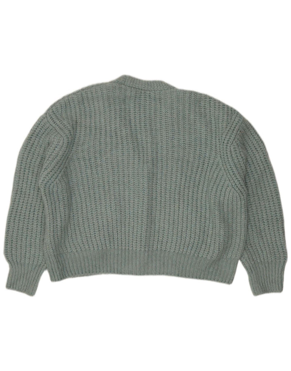 Zara Suéter Cardigan Feminino Crop Oversized Reino Unido 16 Grande Acrílico Verde