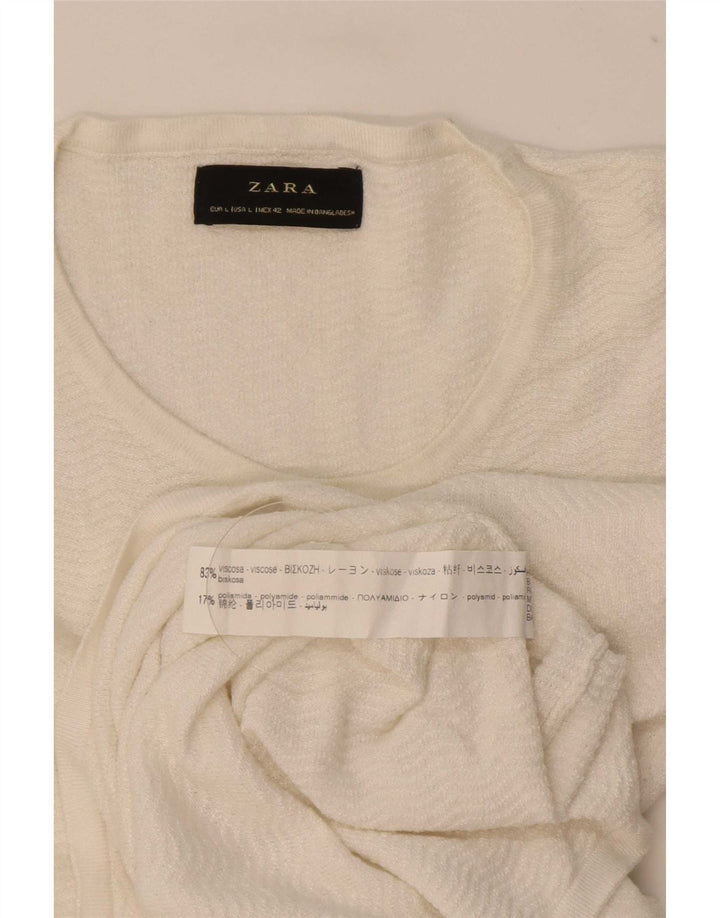 Zara Suéter masculino com gola redonda, grande viscose branca