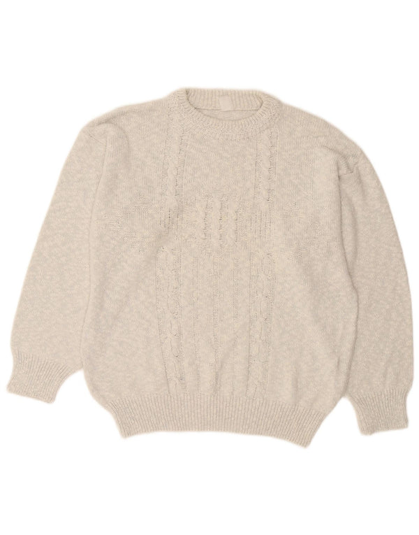 Suéter feminino vintage com gola redonda UK 18 XL cinza