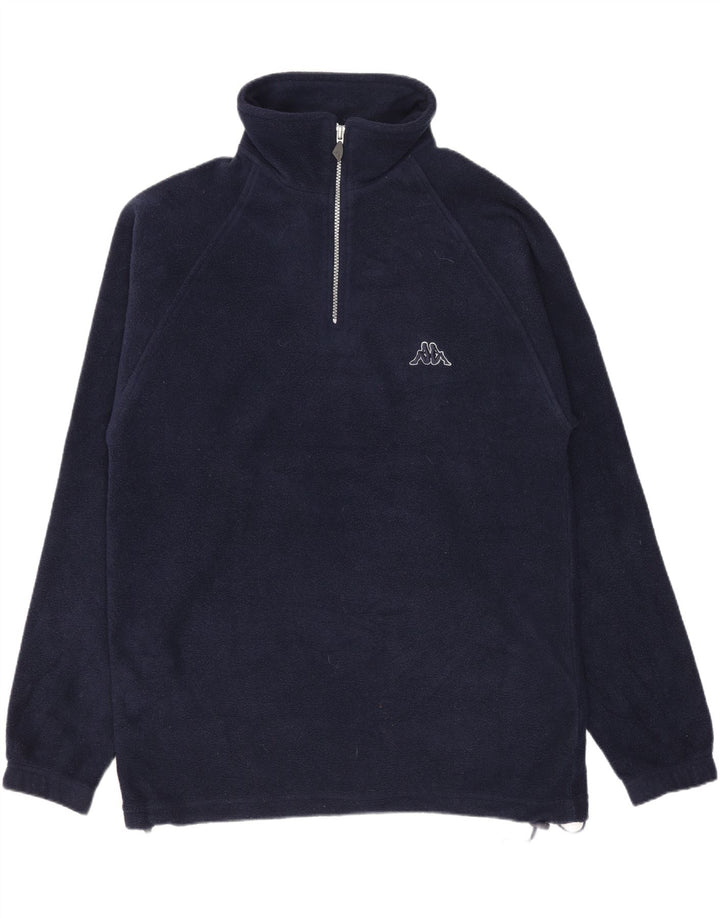 Kappa Mens Zip Neck Fleece Jumper Pequeno Azul Marinho