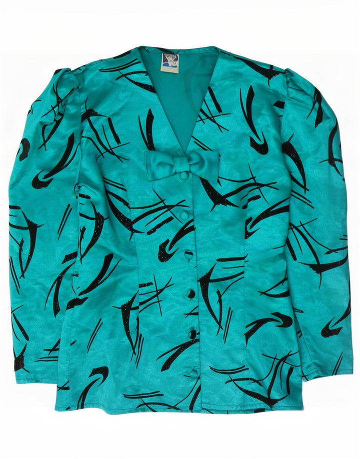 Blusa feminina Yessica com estampa abstrata Reino Unido 12 poliéster verde médio