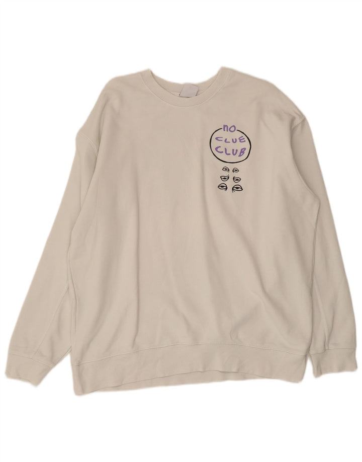 Suéter gráfico feminino ZARA UK 18 XL branco