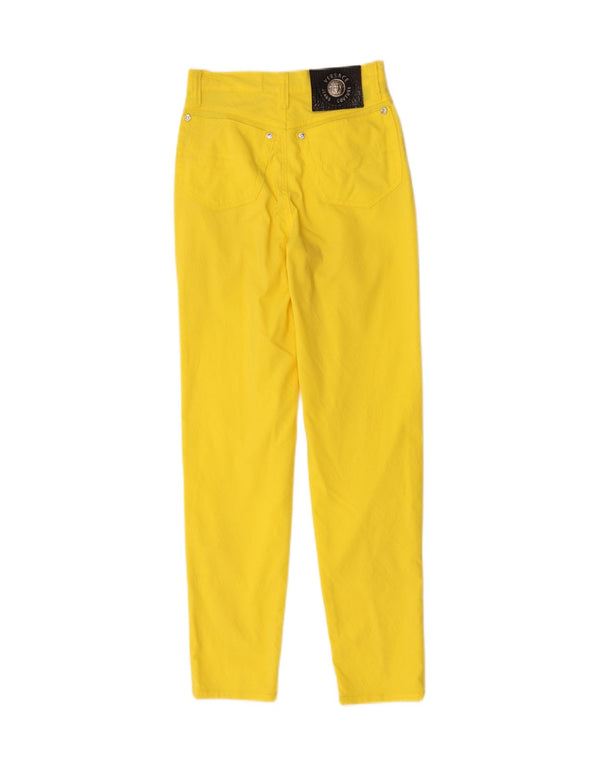 Calça feminina casual slim Versace W26 L27 algodão amarelo