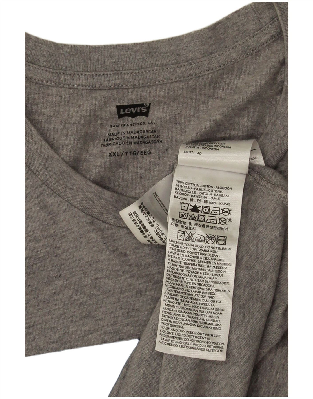 Camiseta gráfica masculina Levi's Top 2XL algodão cinza