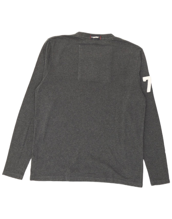 Top gráfico masculino Superdry manga comprida 2XL algodão cinza