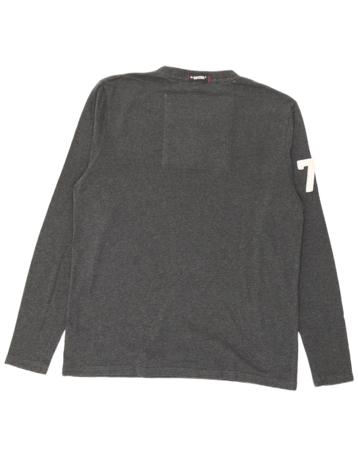 Top gráfico masculino Superdry manga comprida 2XL algodão cinza