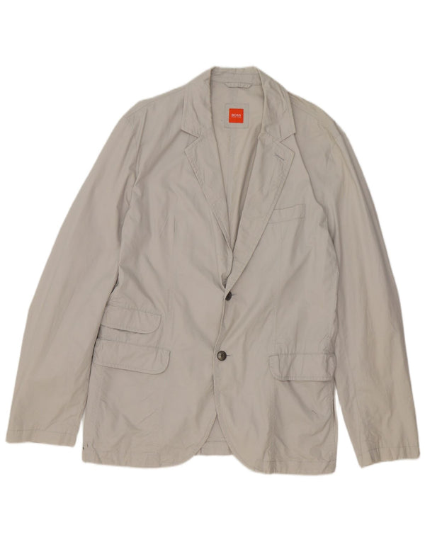 Jaqueta blazer masculina Hugo Boss com 2 botões Reino Unido 52 XL algodão cinza