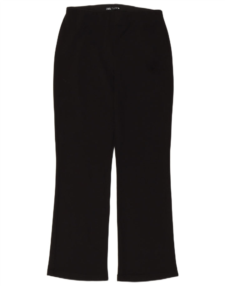 Zara Calça feminina casual bootcut médio W28 L28 poliéster preto