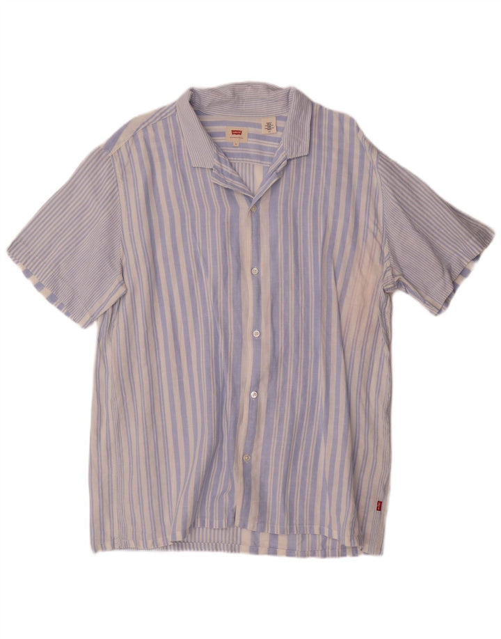 Camisa masculina de manga curta Levi's grande linho listrado azul
