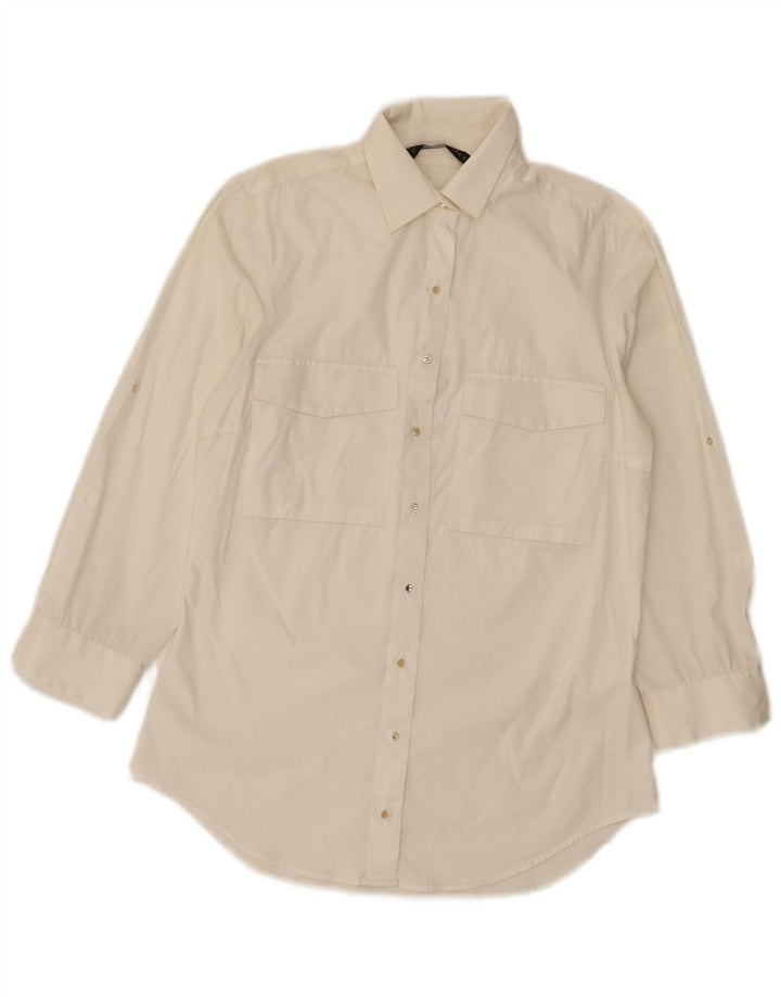 Camisa feminina ZARA UK 6 XS algodão branco