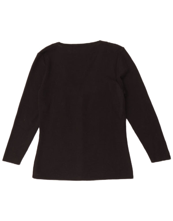 Suéter cardigã feminino Francesca By Sottini Reino Unido 14 grande lã floral preta