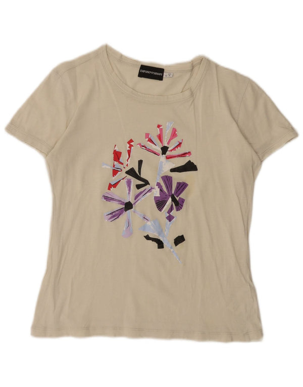 Camiseta feminina Emporio Armani com estampa gráfica IT 44 médio off white algodão