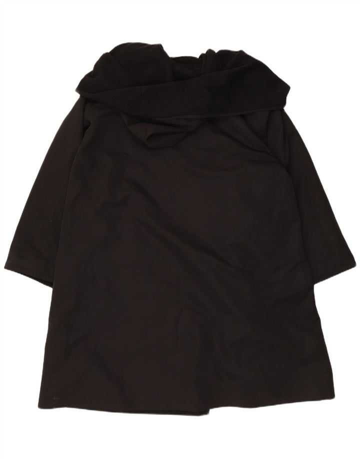 Sobretudo feminino vintage com capuz UK 18 XL poliéster preto