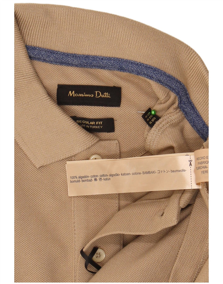 Camisa polo masculina Massimo Dutti Regular Fit algodão bege médio