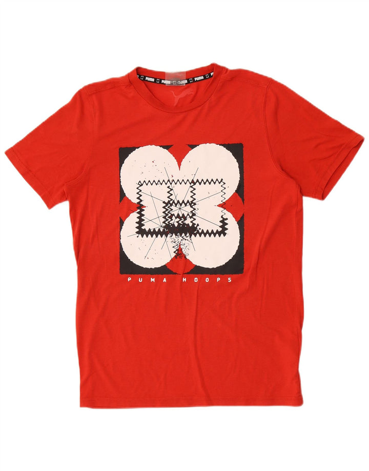 Puma Mens Graphic T-Shirt Top Pequeno Poliéster Vermelho