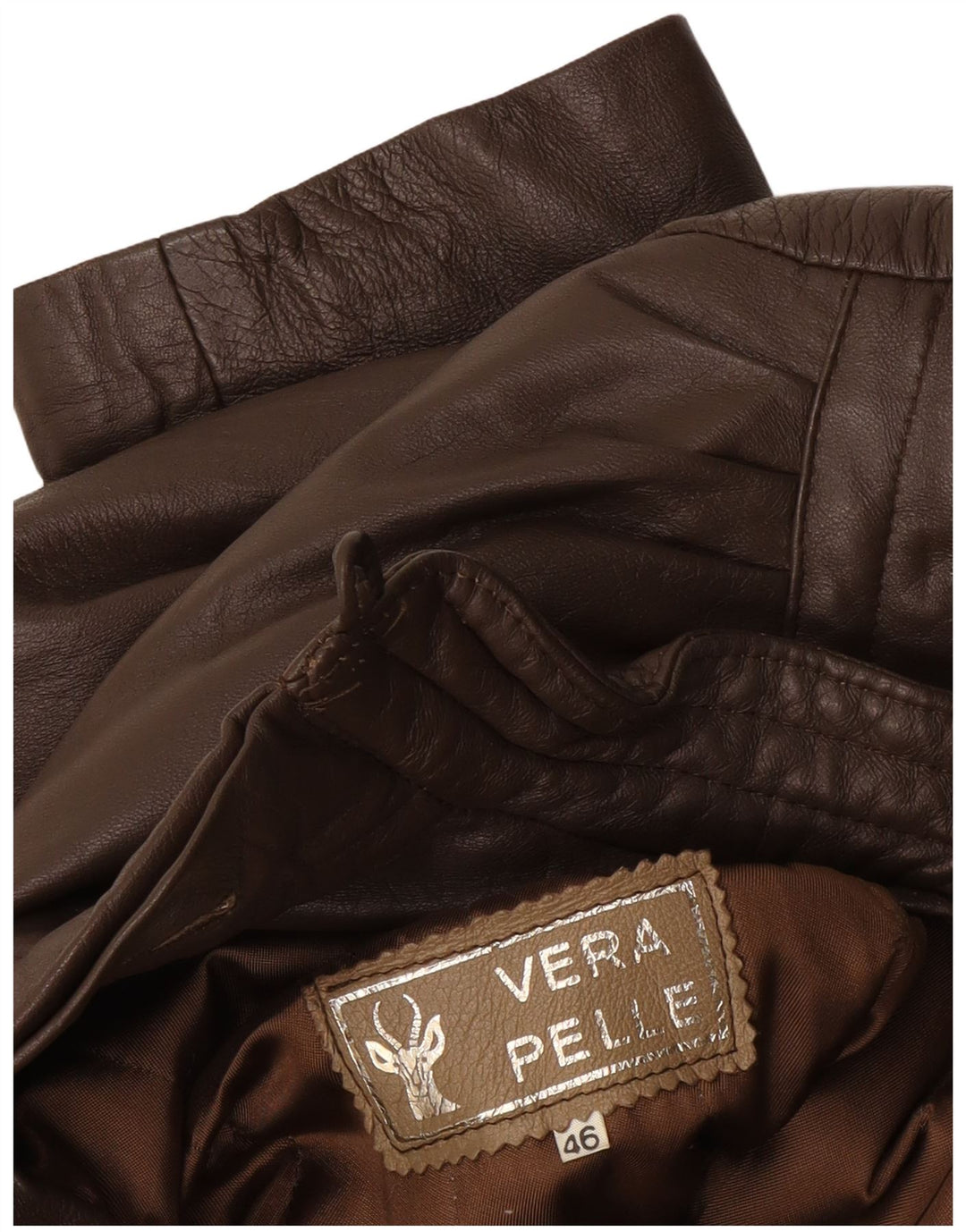 Jaqueta de couro feminina vintage IT 46 grande couro marrom