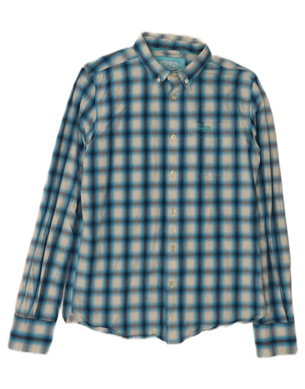 Camisa masculina Superdry grande algodão xadrez azul