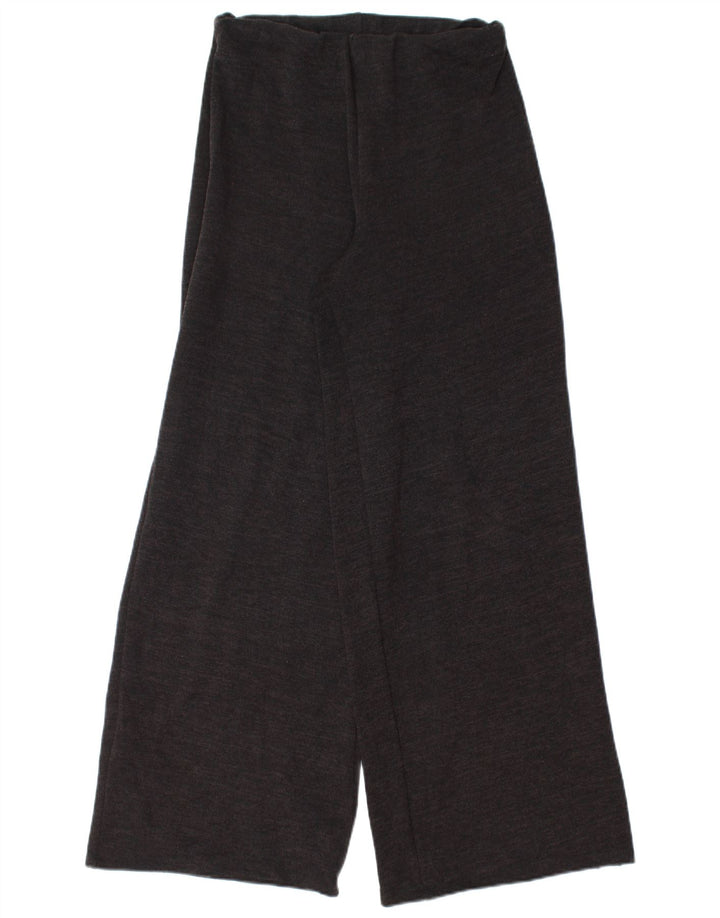 Zara Calça feminina casual de perna larga pequena W26 L30 poliéster preto