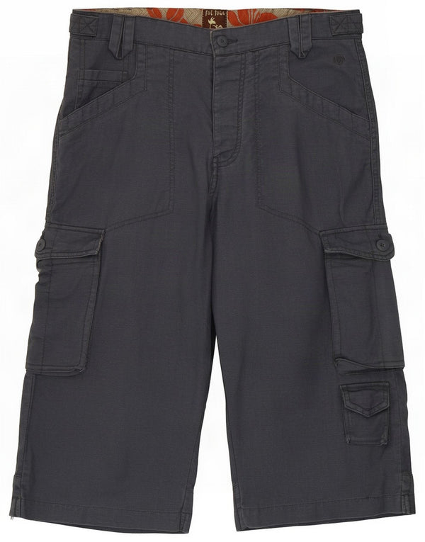 Calça cargo masculina Fat Face com perna larga Capri W32 L20 linho azul marinho