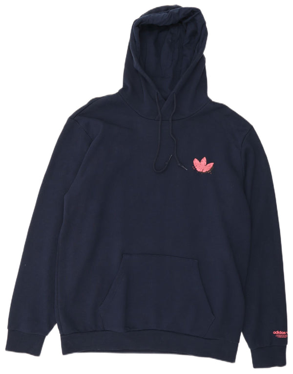 Adidas masculino gráfico moletom com capuz médio algodão azul marinho