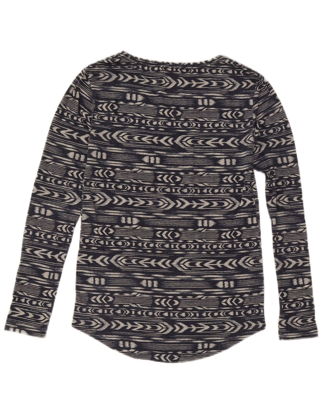 Top feminino Roxy manga comprida UK 6 XS azul marinho poliéster geométrico