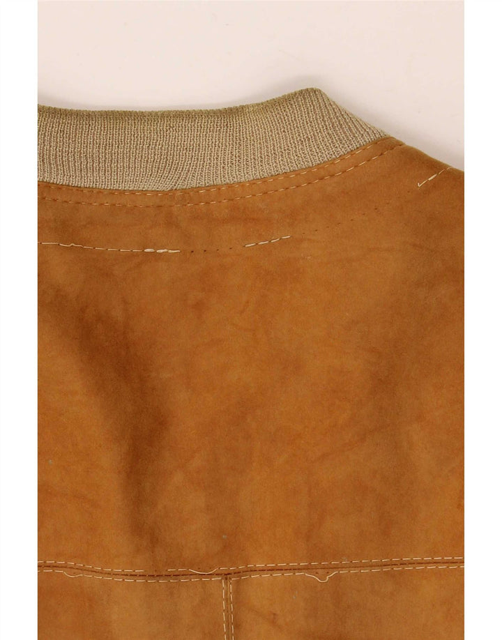 Jaqueta bomber masculina vintage de camurça UK 38 marrom médio