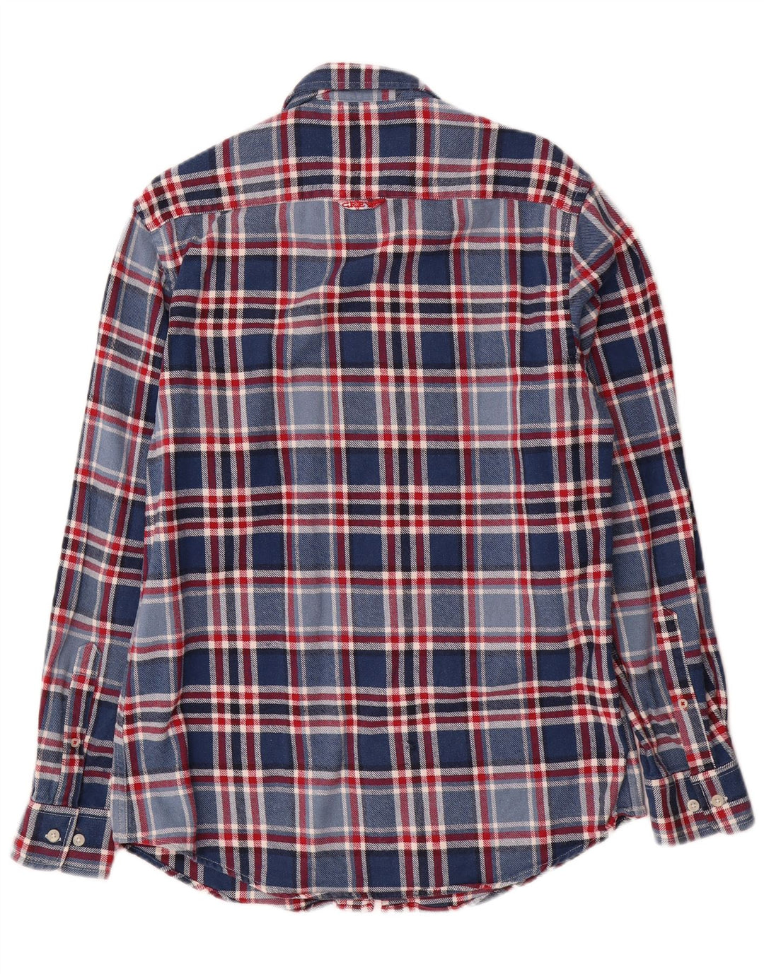 Camisa de flanela masculina sob medida da Crew Clothing, algodão xadrez azul médio