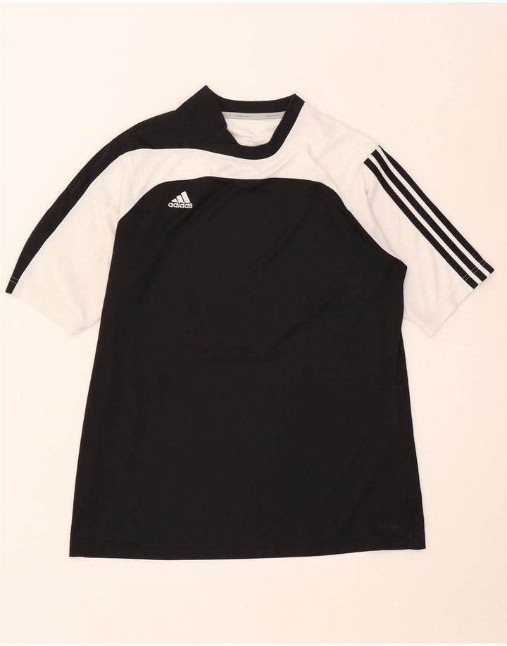 Adidas Mens Camiseta Top Grande Preto Colorblock Poliéster