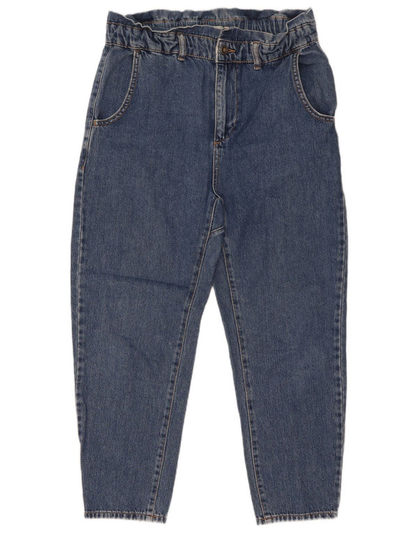 Calça jeans feminina Zara com cintura alta e cintura alta eu 34 2XS W24 L25 algodão azul