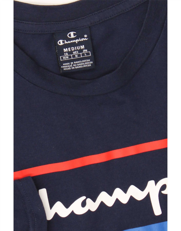 Camiseta gráfica masculina Champion Top Médio Azul Marinho