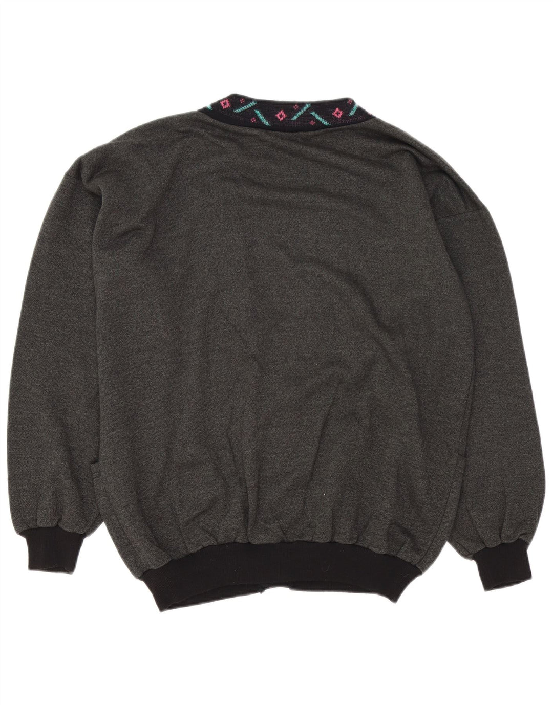Suéter Cardigan Masculino Vintage XL Cinza Geométrico
