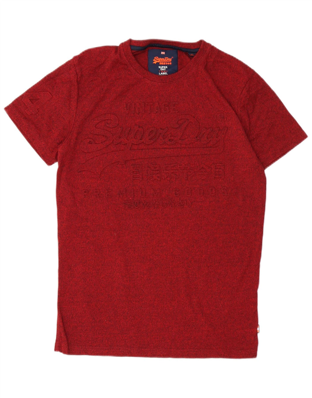 Camiseta masculina SUPERDRY com estampa gráfica pequena de algodão manchado cor de vinho