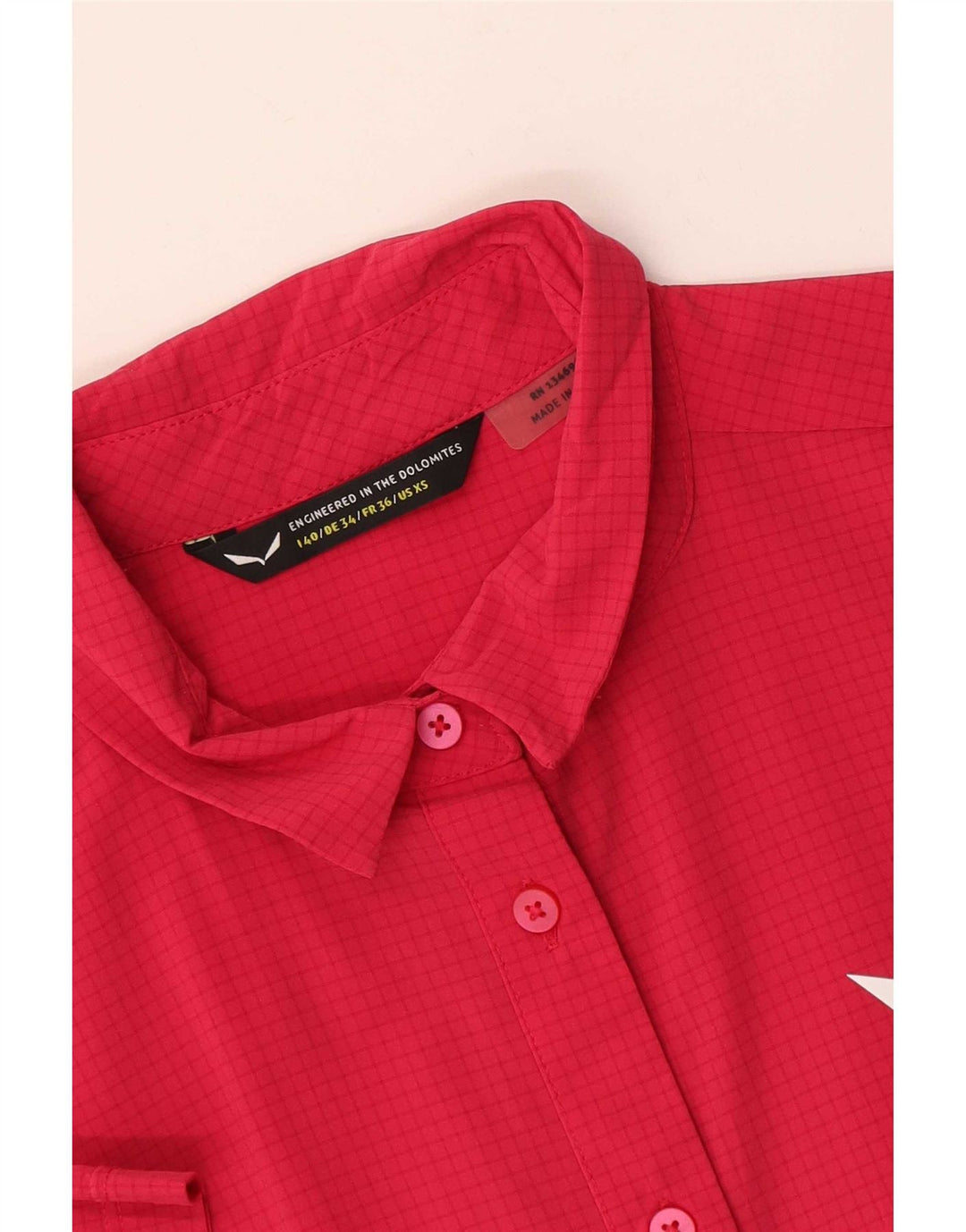 Camisa feminina de manga curta Dolomite IT 40 pequena xadrez rosa