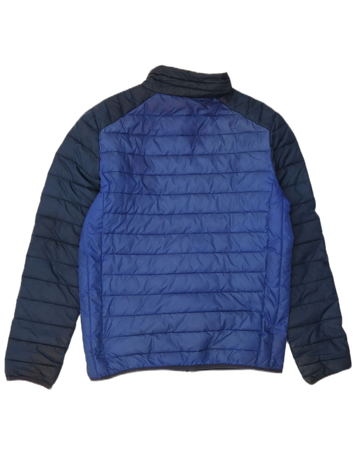 Jaqueta acolchoada masculina Ellesse UK 38 poliéster colorblock azul médio