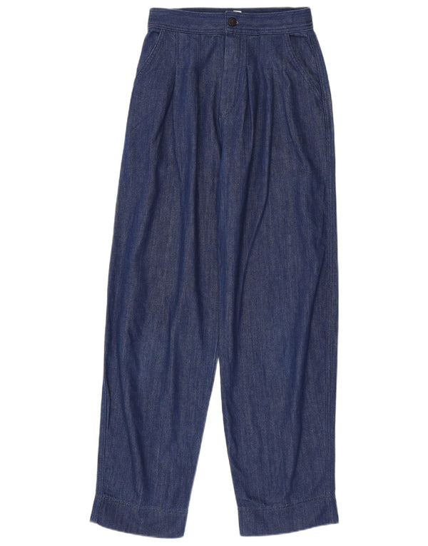 Topshop Calça feminina casual cintura alta solta ajuste Reino Unido 8 pequena W26 L31 azul