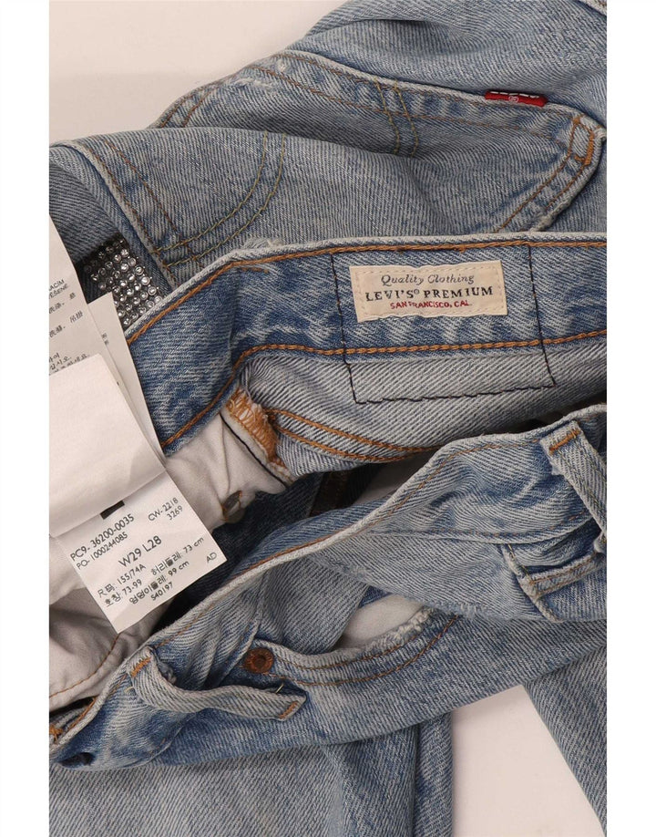Calça Jeans Levis Feminina 501 Distressed Straight W29 L28 Azul Algodão