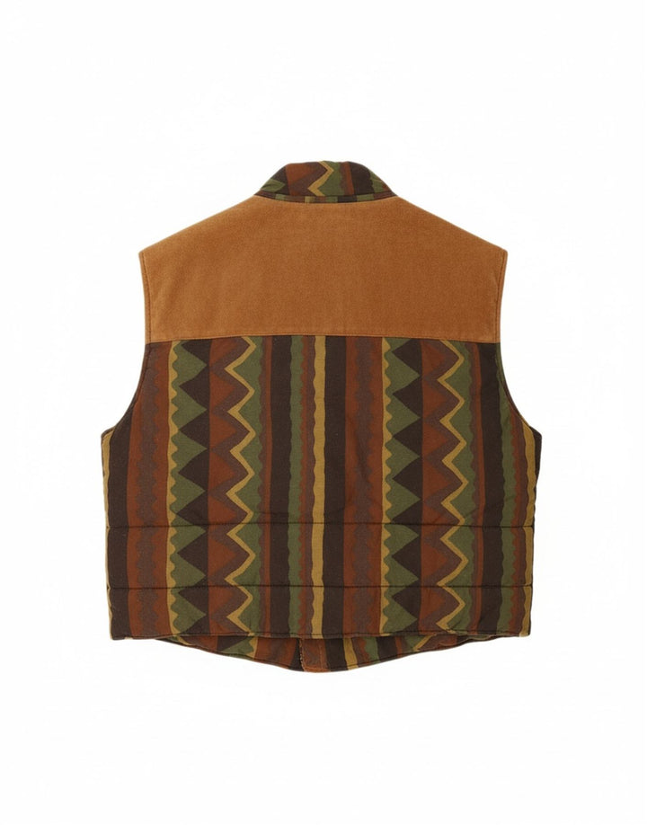 Colete acolchoado de camurça masculino VINTAGE IT 54 2XL couro listrado marrom
