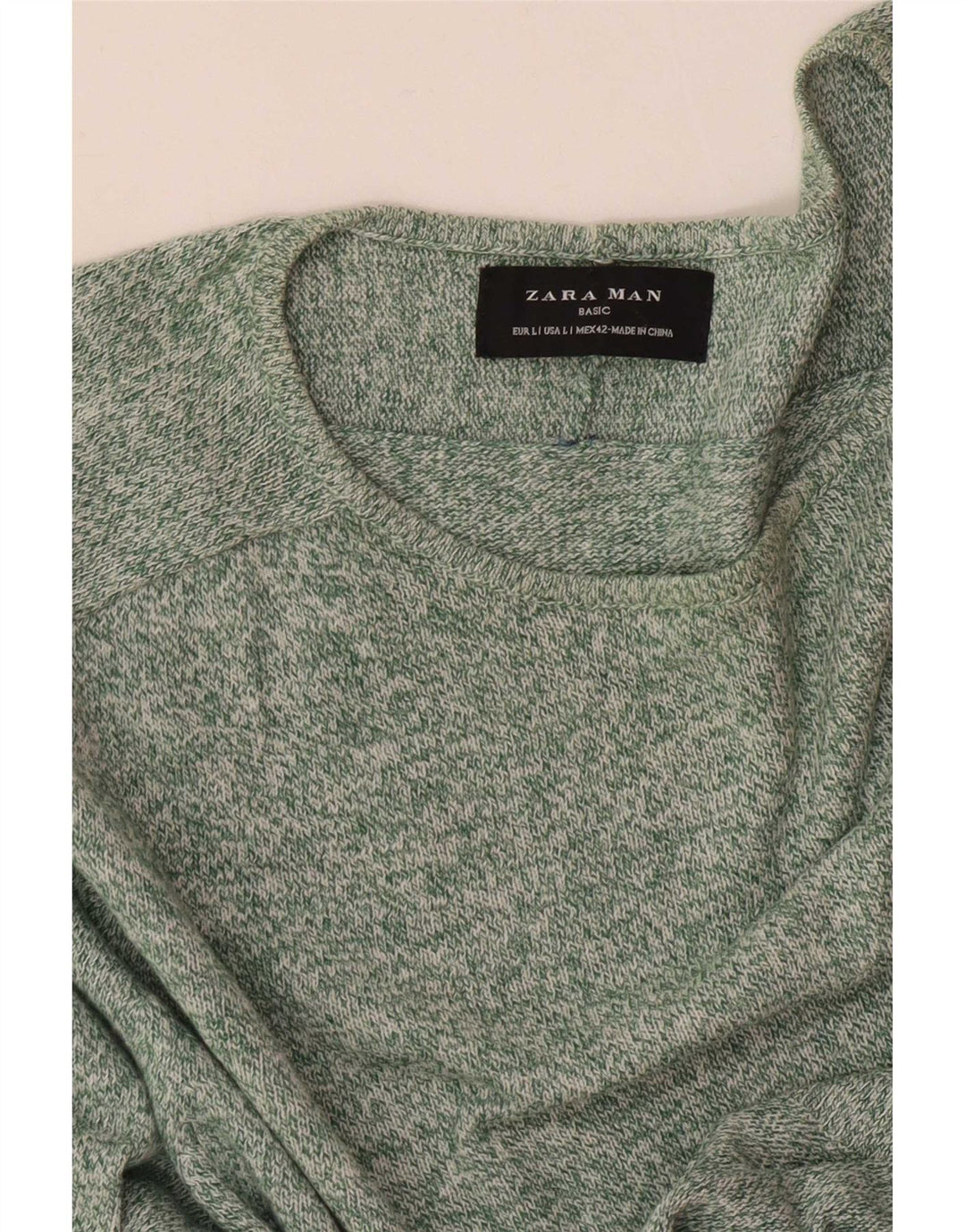 Zara Suéter masculino com gola canoa grande verde manchado