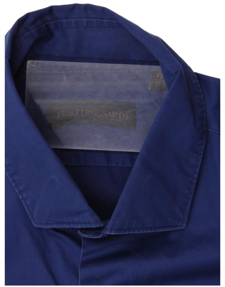 Camisa masculina Trussardi tamanho 43 17 XL algodão azul