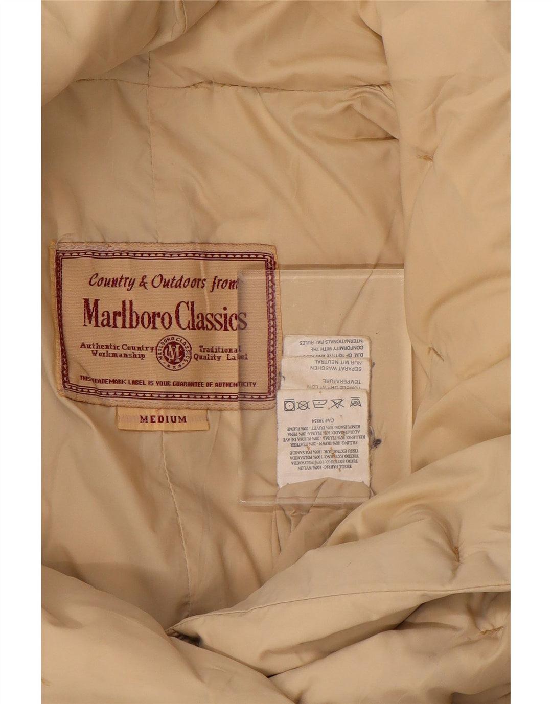 Casaco acolchoado feminino MARLBORO CLASSICS UK 14 poliéster bege médio